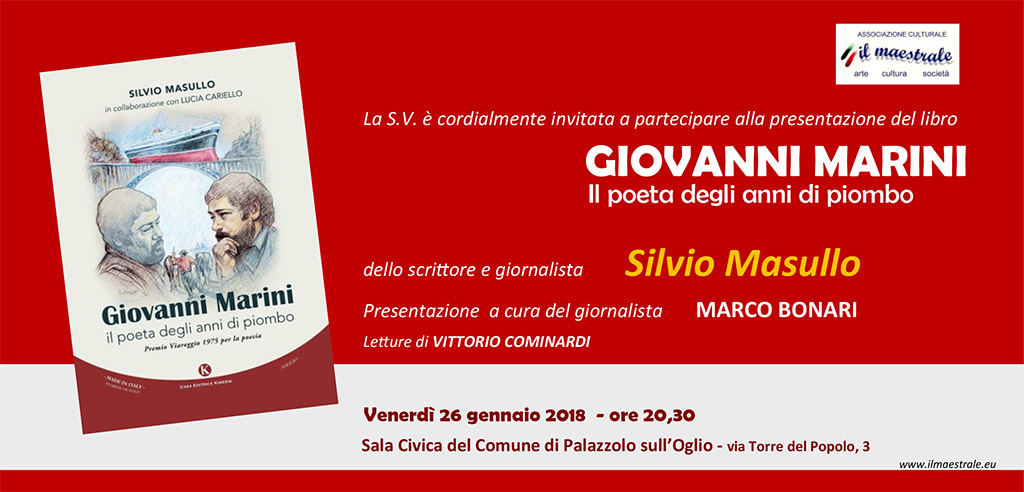 Presentazione del libro: “GIOVANNI MARINI: il poeta degli anni di piombo” – Silvio Masullo