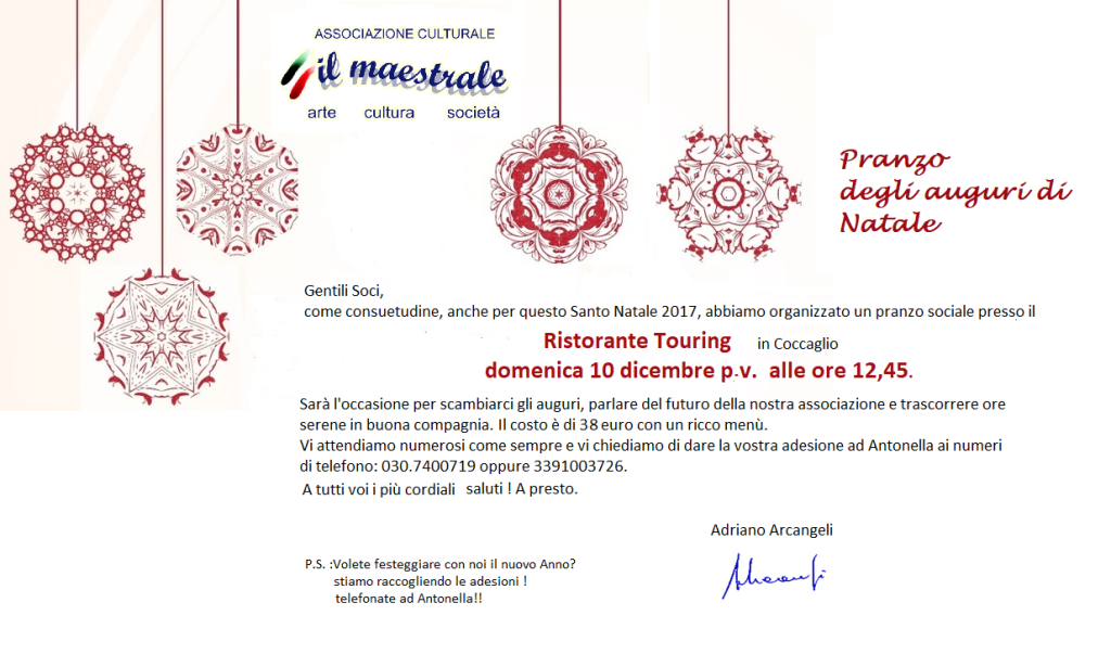 Lettera invito cena di natale aziendale