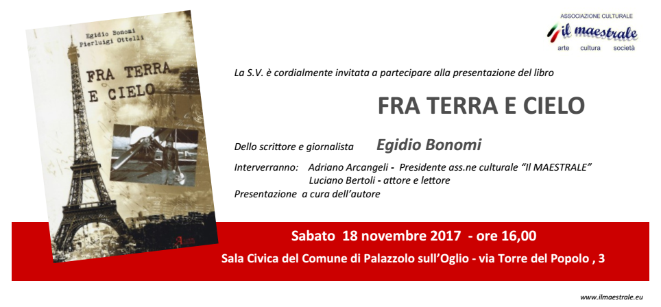 Invito alla presentazione del libro di Egidio Bonomi