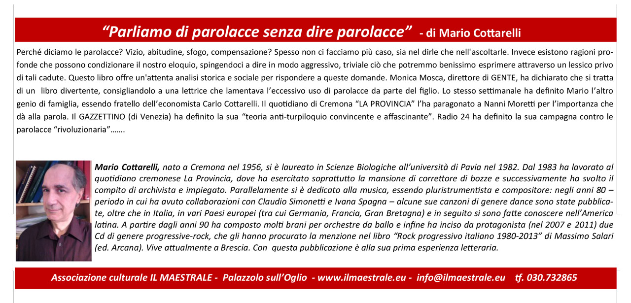 Presentazione del libro PARLIAMO DI PAROLACCE SENZA DIRE PAROLACCE di Mario Cottarelli