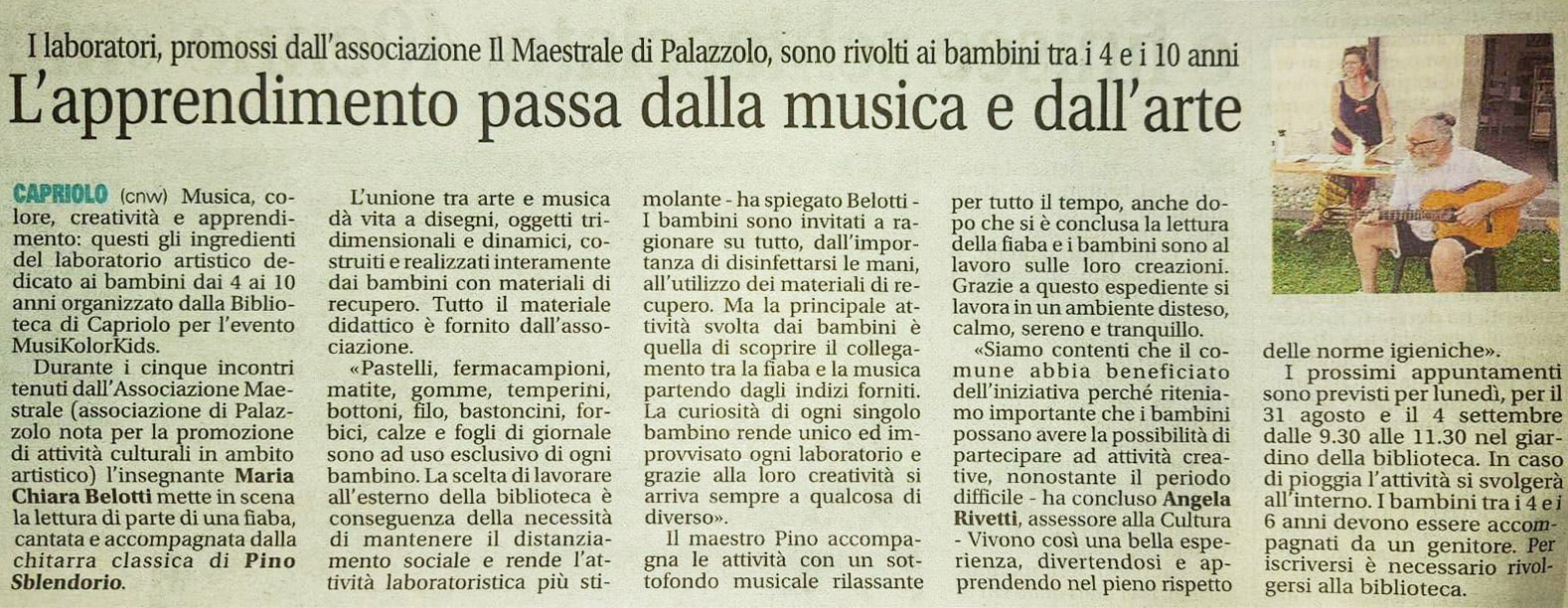 Capriolo L’Apprendimento passa dalla musica e dall’arte