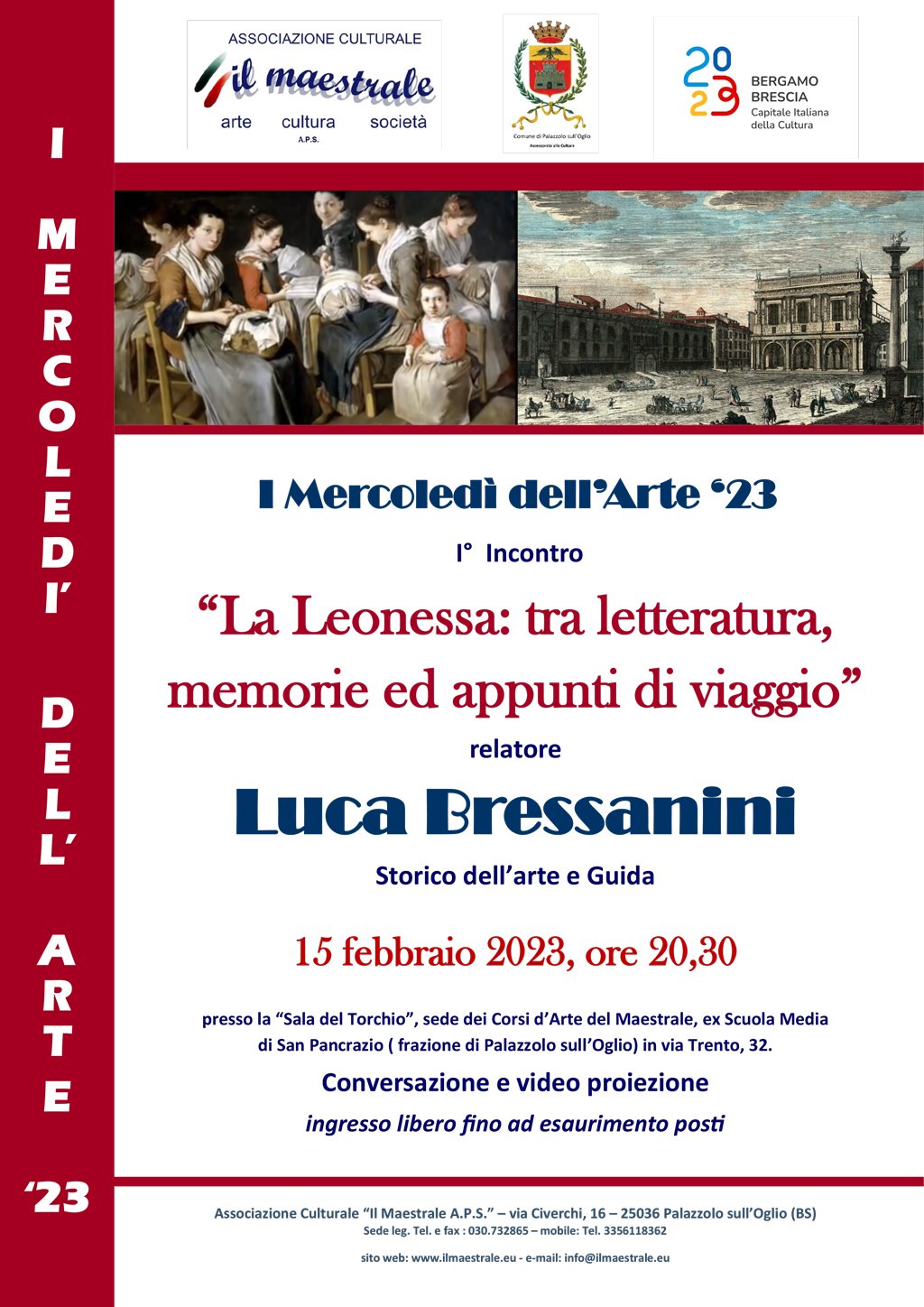 I mercoledì dell’arte 2023 – 15 febbraio 2023, ore 20.30