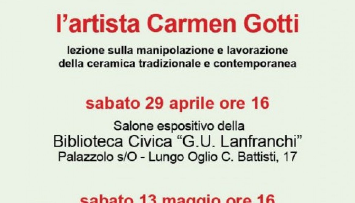 “Manipolazione della ceramica tradizionale e contemporanea” con Carmen Gotti